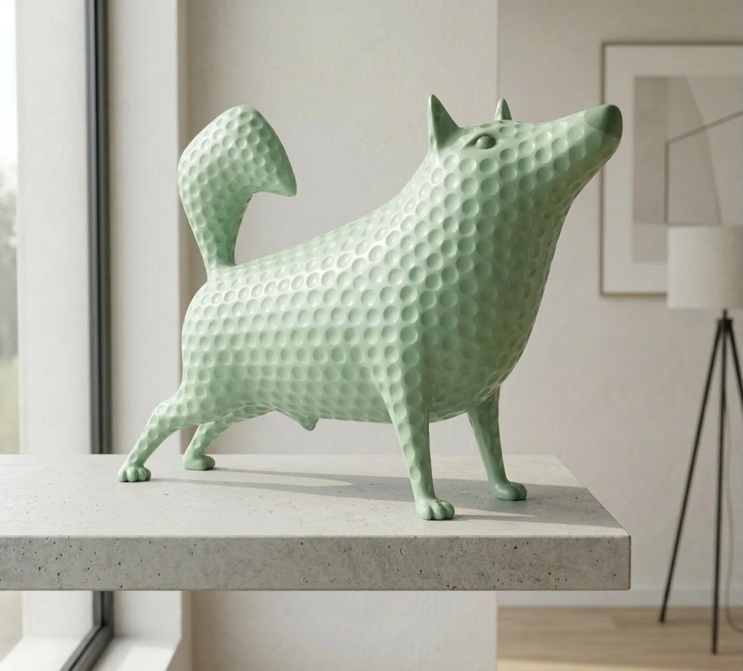 Textured surface version of CanCan dog sculpture