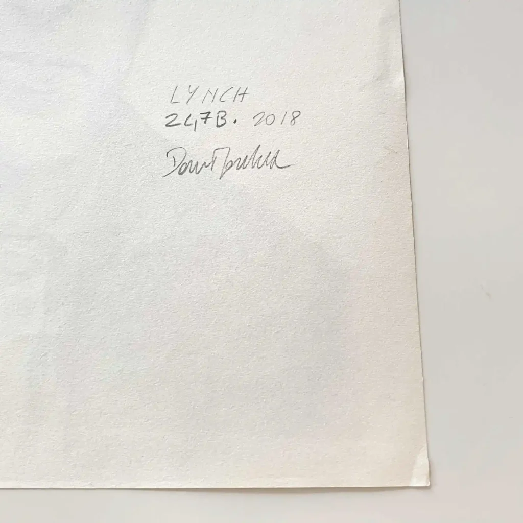 David Lynch portrait for sale original drawing signature and artwork details on paper