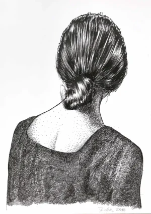 female back ink drawing for sale original black ink artwork on paper 259B