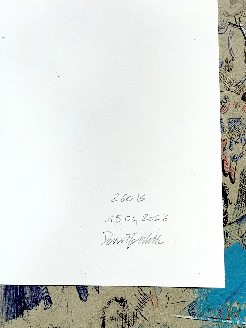 female side profile ink drawing signed on back original artwork by Dario Moschetta