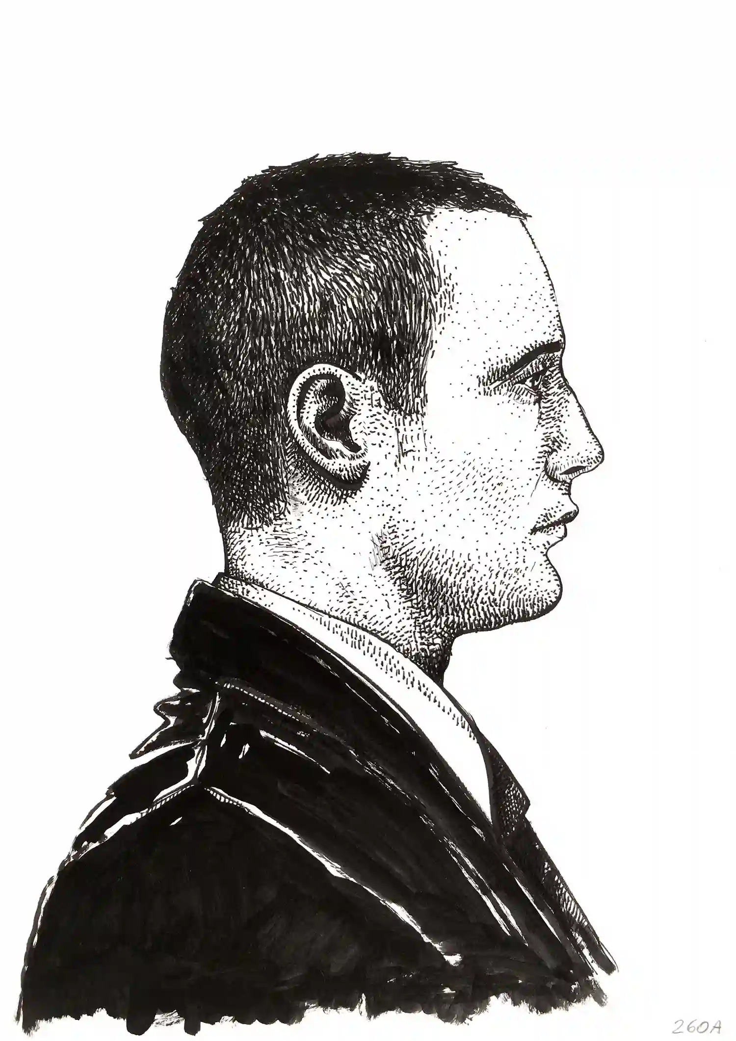 Portrait 260A - male profile ink drawing