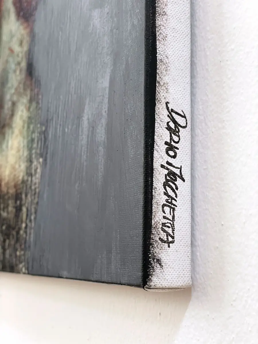 Head 38B mixed media portrait painting – artist signature by Dario Moschetta, certificate of authenticity