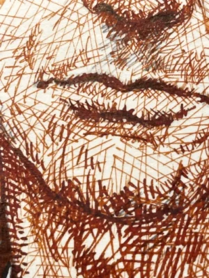 Red Ink Portraits Red Ink Portrait Drawing – Portrait 292 | Dario Moschetta