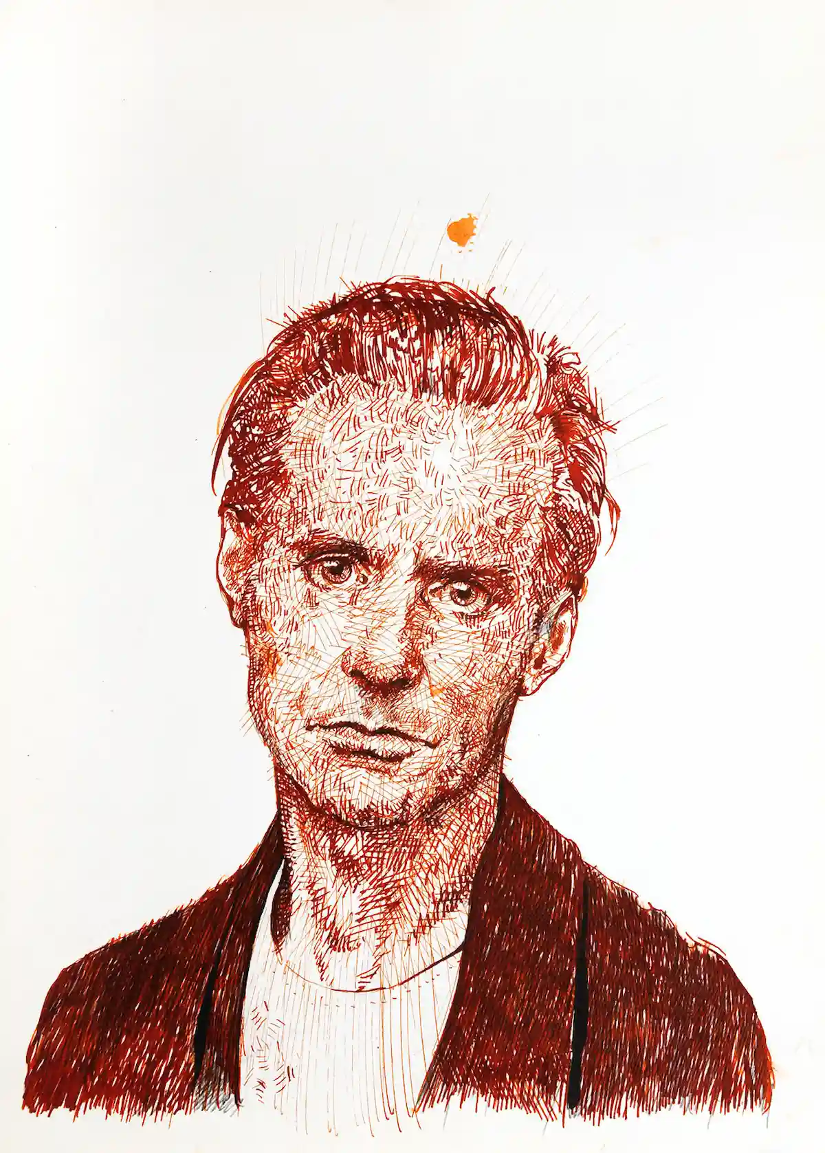 Portrait 292 - Red ink portrait drawing