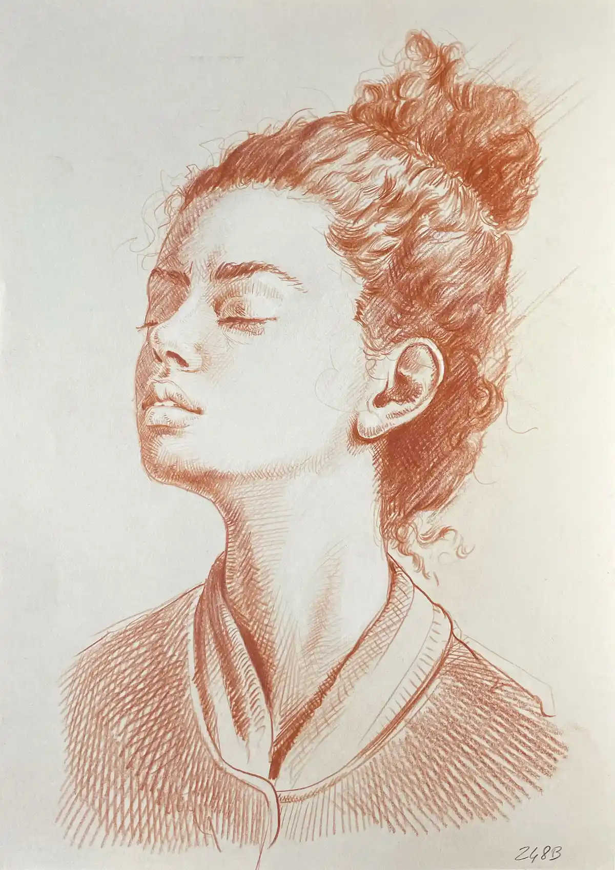 Sanguine Portrait Drawing For Sale