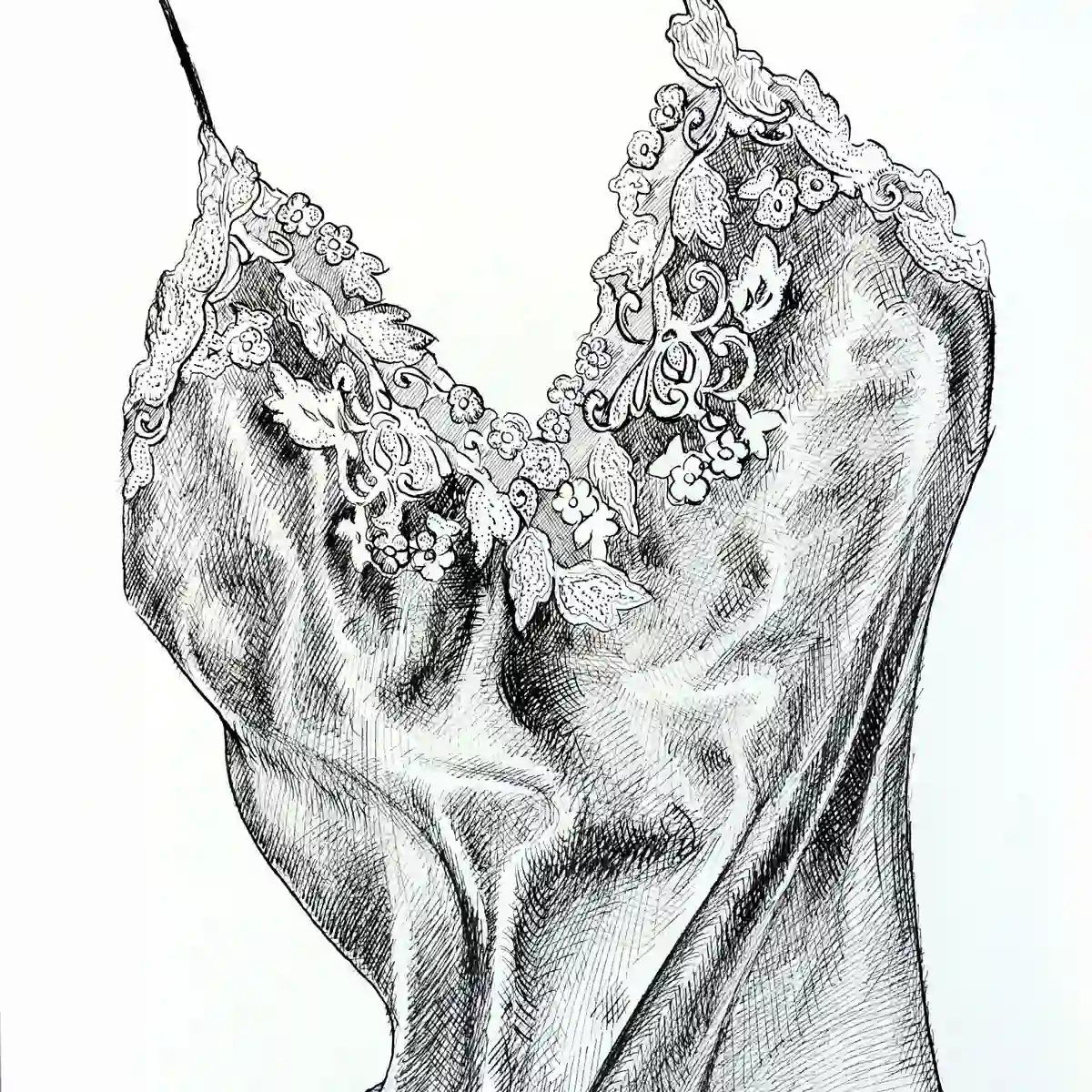 Ink illustration by Dario Moschetta for La Perla luxury lingerie