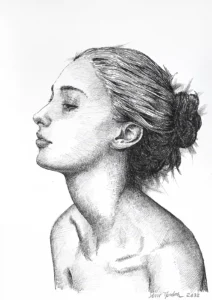 Ink Portrait Drawing of a Woman – 263B