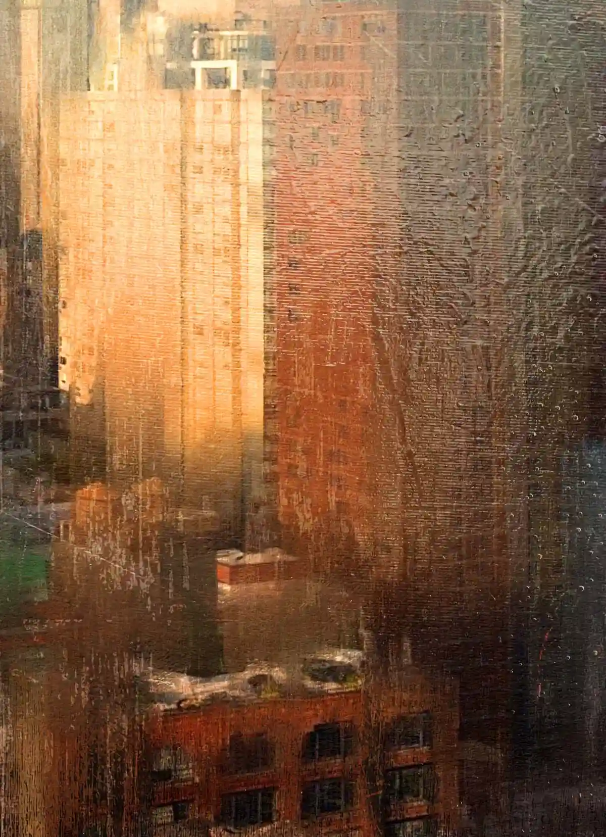 Detail of Empire State Building and skyline — New York cityscape painting for sale by Dario Moschetta
