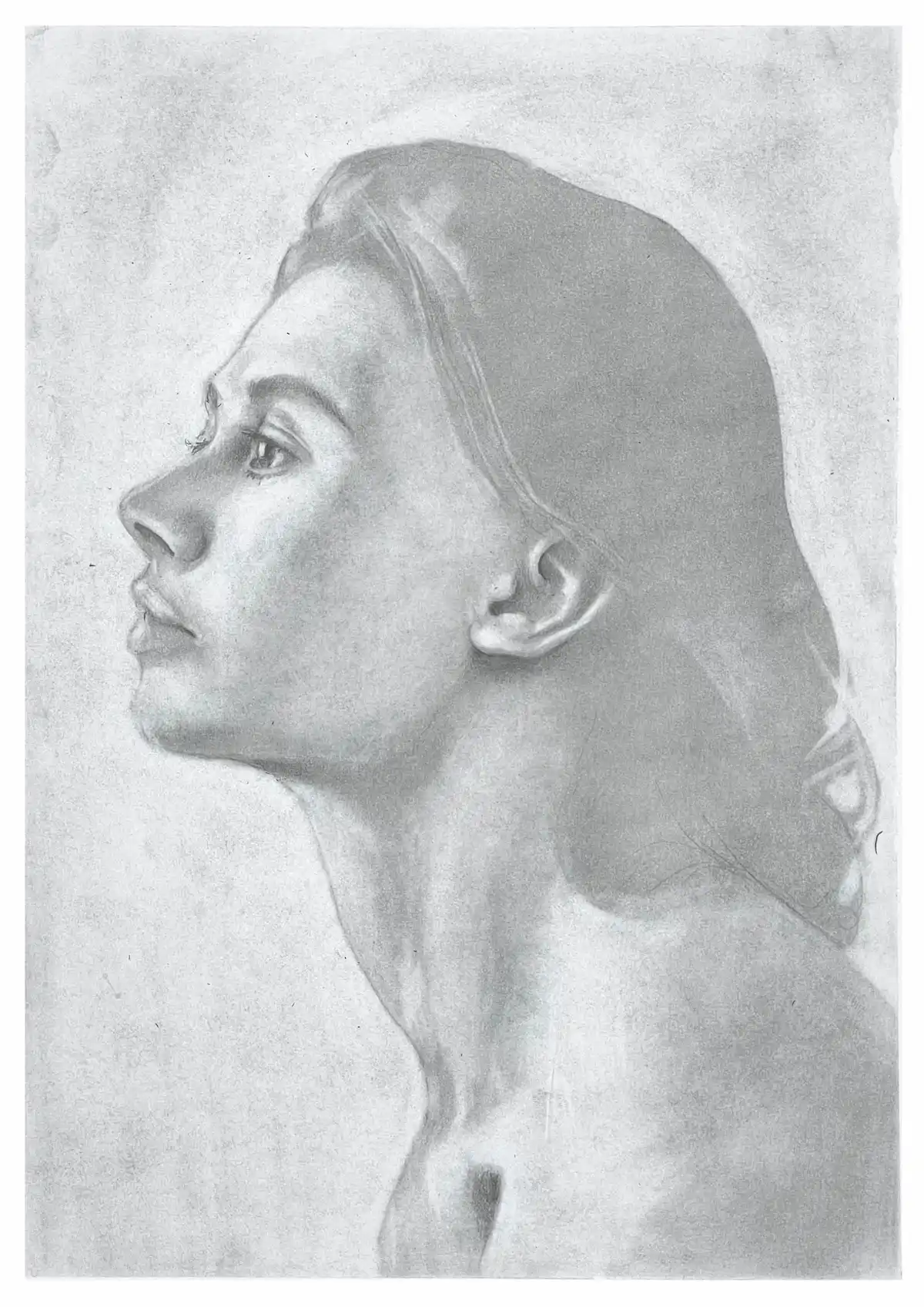 Portrait 265B – pencil portrait drawing of a woman, original graphite artwork by Dario Moschetta