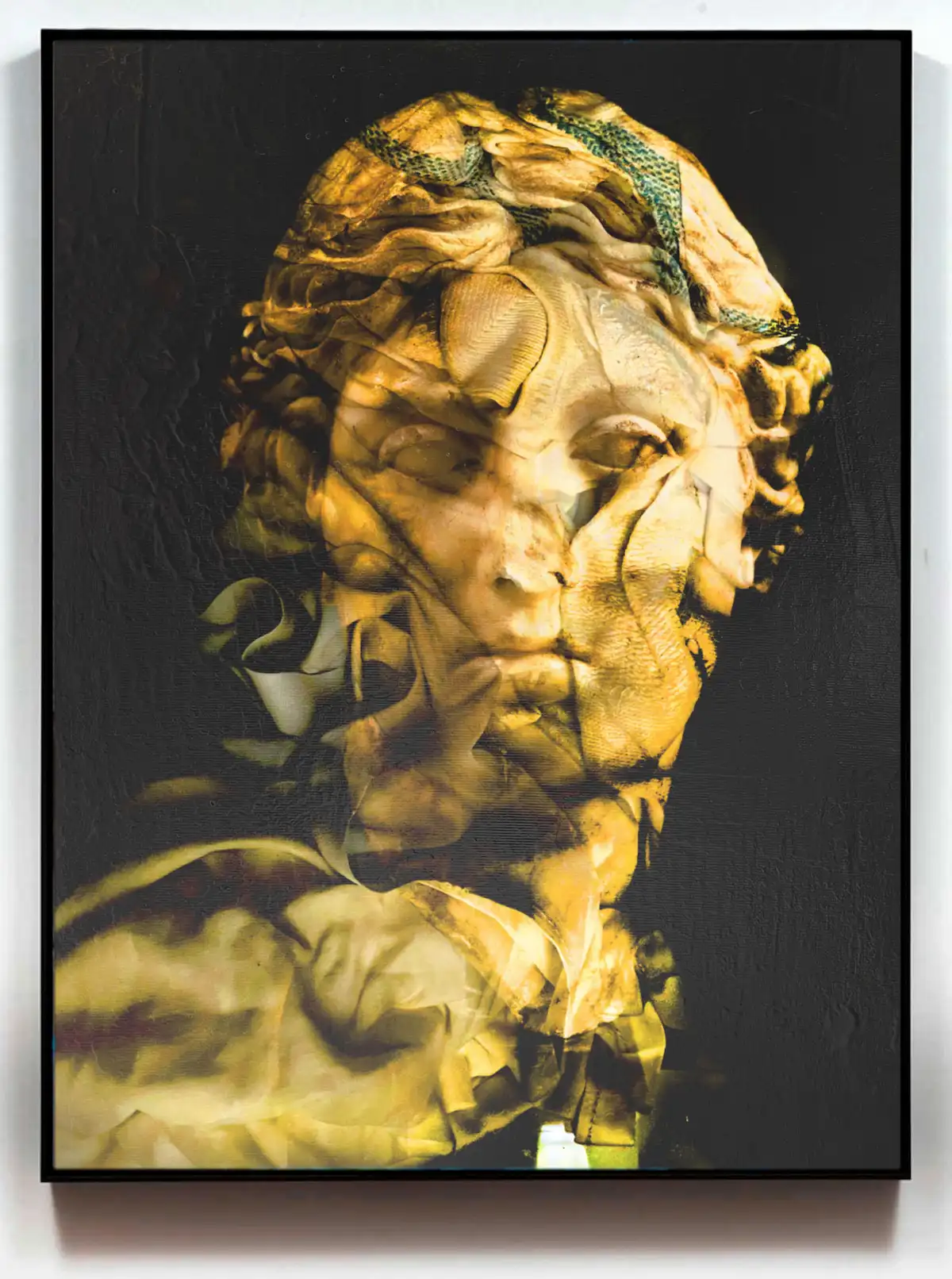 Head 57B — contemporary classical portrait painting, mixed media on canvas, by Dario Moschetta