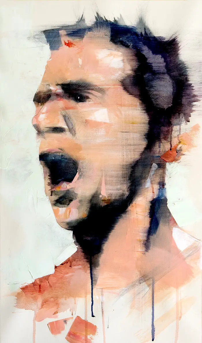 Commissioned male portrait painting, 40 x 68 cm, created for a private collector