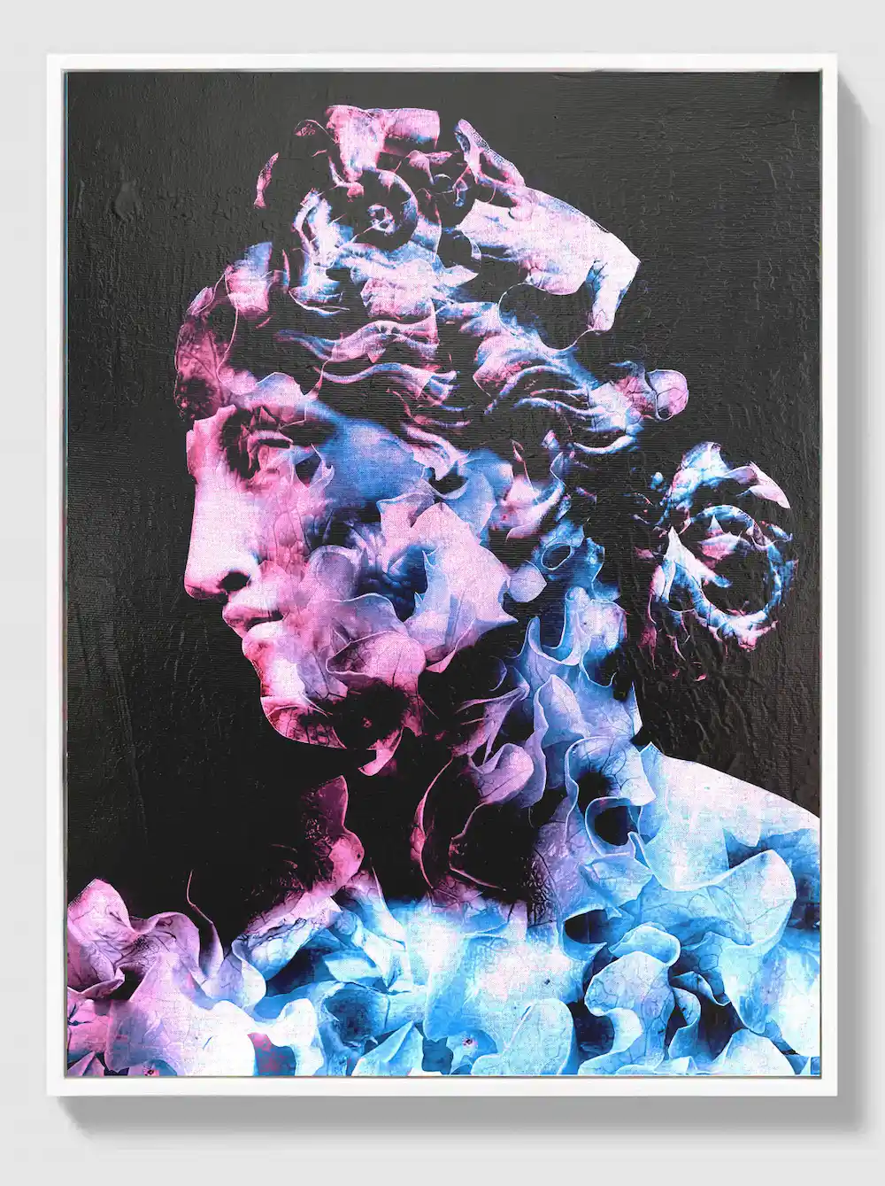 Head 56B, mixed media bust painting on canvas, contemporary sculptural portrait artwork for sale